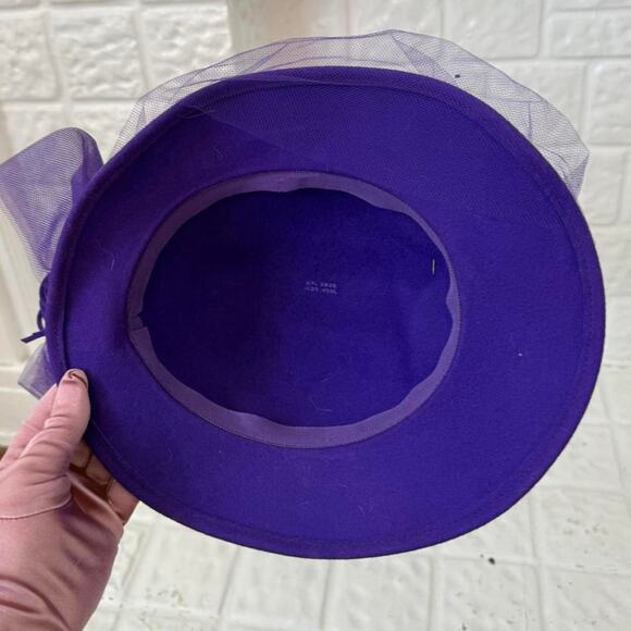 ✶ vintage 80s purple wool fascinator hat ✶ main image 5